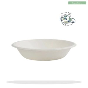 24 oz Bagasse Round Soup & Serving Bowl (Lid-Ready)