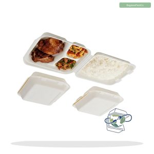 Bagasse Oval Serving Tray 3-Compartment