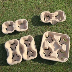Molded Pulp Six-Pack Beverage Carrier eco compostable food packaging wholesale