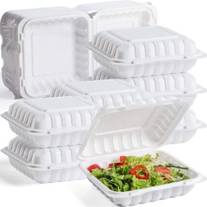 9 Cornstarch Clamshell Meal-Prep Container cornstarch food container wholesale compostable
